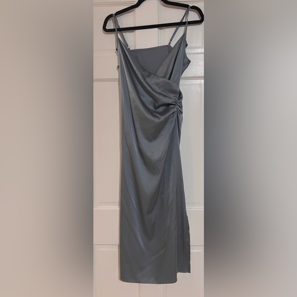 Sleek Gray Midi Dress